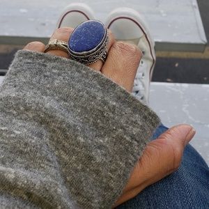 Lapis Lazuli silver plated ring 925 marked.